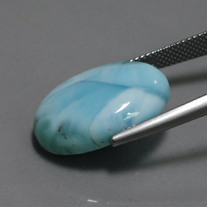 15.22캐럿 천연 블루 라리마, 타원형 컷, 20.1×15.1 mm, 불투명체
