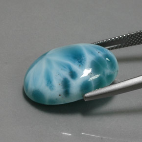 15.87캐럿 천연 블루 라리마, 타원형 컷, 20.2×15.2 mm, 불투명체