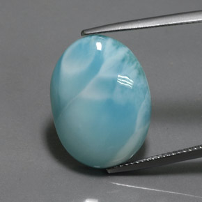 15.80캐럿 천연 블루 라리마, 타원형 컷, 20.2×15.2 mm, 불투명체
