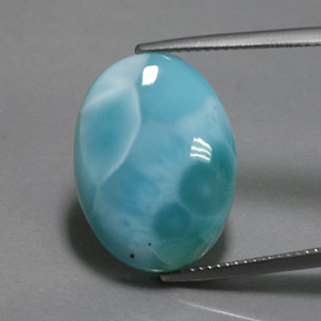 14.23캐럿 천연 블루 라리마, 타원형 컷, 20.3×15 mm, 불투명체