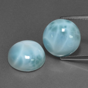 캐럿 천연 블루 라리마 보석, 라운드 컷, 11.86 mm, 불투명체