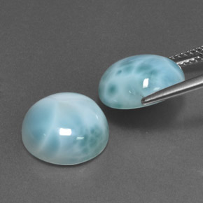 캐럿 천연 블루 라리마 보석, 라운드 컷, 11.86 mm, 불투명체