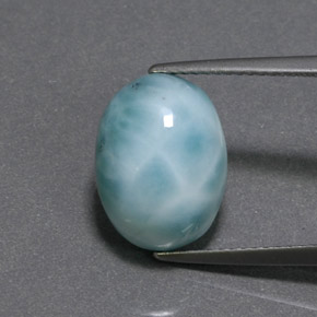 8.07캐럿 천연 블루 그린 라리마, 타원형 컷, 13.4×10.1 mm, 불투명체