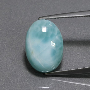 6.80캐럿 천연 블루 그린 라리마, 타원형 컷, 14.1×10.1 mm, 불투명체