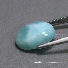 6.80캐럿 천연 블루 그린 라리마, 타원형 컷, 14.1×10.1 mm, 불투명체