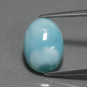 5.41캐럿 천연 블루 라리마, 타원형 컷, 13.9×10.1 mm, 불투명체