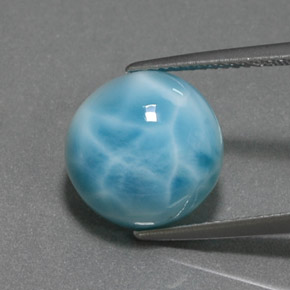 7.40캐럿 천연 블루 라리마, 라운드 컷, 12.08 mm, 불투명체