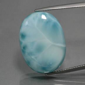 24.16캐럿 천연 블루 라리마, 타원형 컷, 22.2×16.2 mm, 불투명체