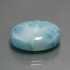24.16캐럿 천연 블루 라리마, 타원형 컷, 22.2×16.2 mm, 불투명체