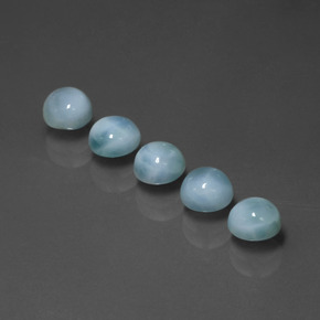 캐럿 천연 블루 라리마 보석, 라운드 컷, 5.12 mm, 불투명체
