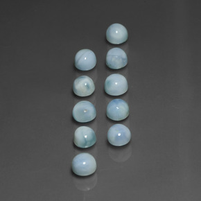 캐럿 천연 블루 라리마 보석, 라운드 컷, 5.17 mm, 불투명체