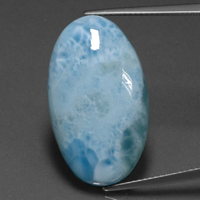 17.93캐럿 천연 미디엄 블루 라리마, 타원형 컷, 26.9×15.8 mm, 불투명체