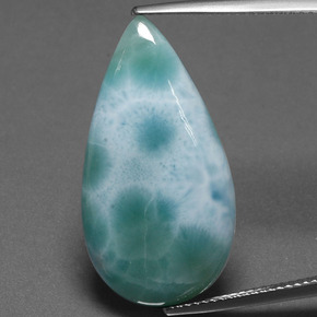 12.25캐럿 천연 블루 그린 라리마, 배 모양, 27.8×14.7 mm, 불투명체