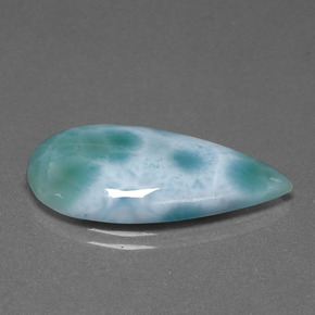 12.25캐럿 천연 블루 그린 라리마, 배 모양, 27.8×14.7 mm, 불투명체