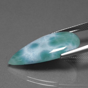 12.25캐럿 천연 블루 그린 라리마, 배 모양, 27.8×14.7 mm, 불투명체