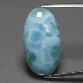 13.60캐럿 천연 그린 블루 라리마, 타원형 컷, 25.5×14.3 mm, 불투명체
