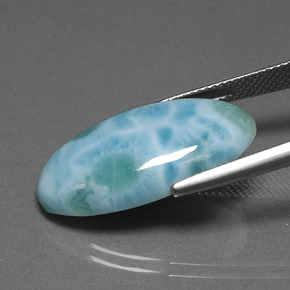 13.60캐럿 천연 그린 블루 라리마, 타원형 컷, 25.5×14.3 mm, 불투명체