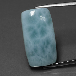 10.90캐럿 천연 그린 블루 라리마, 쿠션 컷, 21.1×11.6 mm, 불투명체