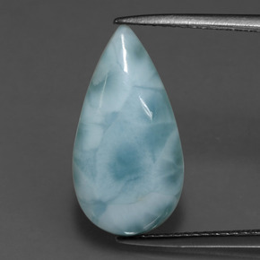 4.78캐럿 천연 블루 그린 라리마, 배 모양, 18.4×9.7 mm, 불투명체