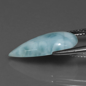 4.78캐럿 천연 블루 그린 라리마, 배 모양, 18.4×9.7 mm, 불투명체
