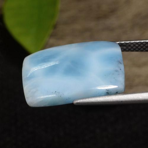 9.76캐럿 천연 베이비 블루 라리마, 바게트, 17.3×13.9 mm, 불투명체