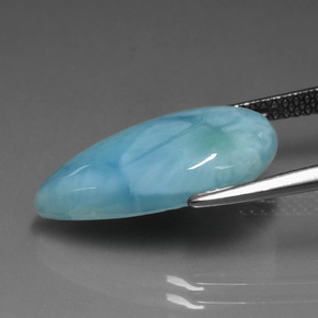 6.38캐럿 천연 그린 블루 라리마, 배 모양, 18.9×11.4 mm, 불투명체