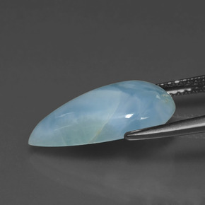 4.39캐럿 천연 그린 블루 라리마, 배 모양, 16.6×9.5 mm, 불투명체