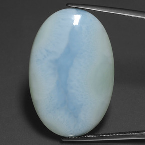 28.88캐럿 천연 블루 라리마, 타원형 컷, 33.5×22.1 mm, 불투명체