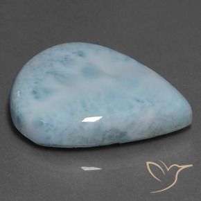 27.41캐럿 천연 라이트 블루 그린 라리마, 배 모양, 26.7×21.6 mm, 불투명체