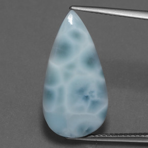 9.56캐럿 천연 블루 라리마, 배 모양, 22.7×11.6 mm, 불투명체