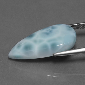 9.56캐럿 천연 블루 라리마, 배 모양, 22.7×11.6 mm, 불투명체