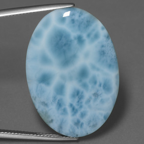 27.35캐럿 천연 블루 라리마, 타원형 컷, 32.5×23 mm, 불투명체