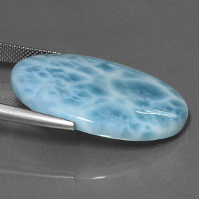 27.35캐럿 천연 블루 라리마, 타원형 컷, 32.5×23 mm, 불투명체