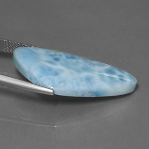 25.33캐럿 천연 베이비 블루 라리마, 멋진 모양, 34.8×18 mm, 불투명체