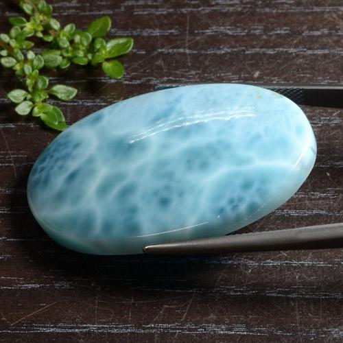 51.45캐럿 천연 라이트 블루 라리마, 타원형 컷, 39.4×24.8 mm, 불투명체