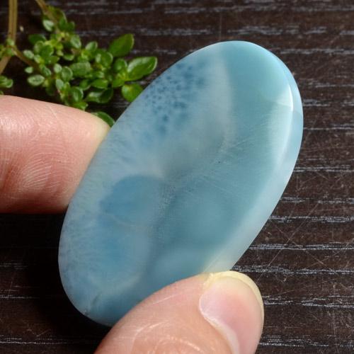 51.45캐럿 천연 라이트 블루 라리마, 타원형 컷, 39.4×24.8 mm, 불투명체
