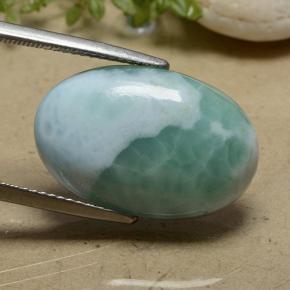 16.78캐럿 천연 블루 그린 라리마, 타원형 컷, 21.5×14.1 mm, 불투명체