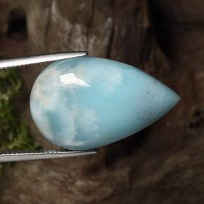 27.48캐럿 천연 블루 라리마, 배 모양, 28.5×17.9 mm, 불투명체