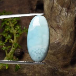 15.43캐럿 천연 그린 블루 라리마, 타원형 컷, 23.9×11.6 mm, 불투명체