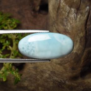 15.43캐럿 천연 그린 블루 라리마, 타원형 컷, 23.9×11.6 mm, 불투명체