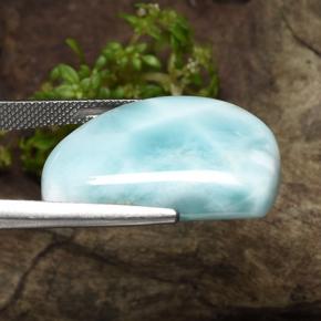 30.40캐럿 천연 블루 그린 라리마, 멋진 모양, 25.6×19.3 mm, 불투명체