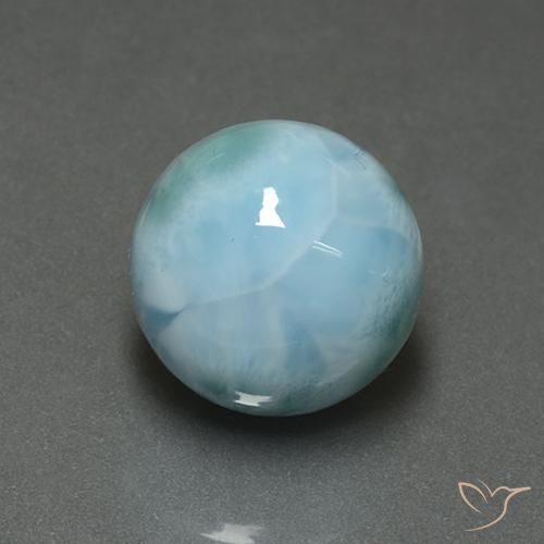 7.32캐럿 천연 라이트 블루 라리마, 라운드 컷, 12.00 mm, 불투명체