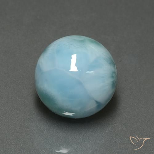 7.32캐럿 천연 라이트 블루 라리마, 라운드 컷, 12.00 mm, 불투명체