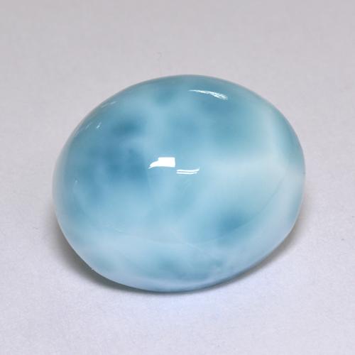 5.05캐럿 천연 블루 라리마, 타원형 컷, 12.1×10.1 mm, 불투명체