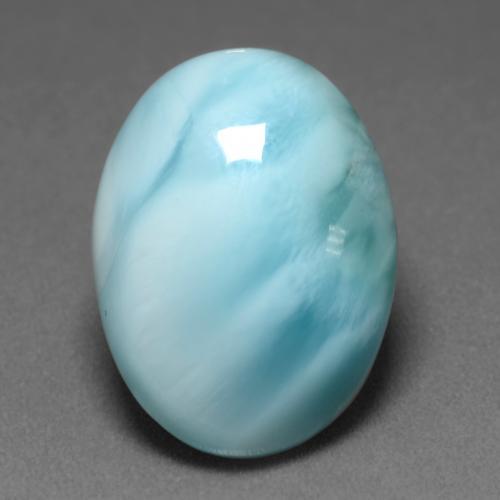 7.36캐럿 천연 밝은 청록색 라리마, 타원형 컷, 16.3×12.3 mm, 투명한