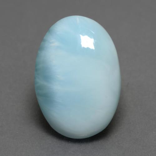 7.85캐럿 천연 밝은 녹색을 띤 파란색 라리마, 타원형 컷, 16.1×11.2 mm, 투명한