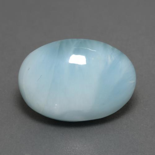 7.85캐럿 천연 밝은 녹색을 띤 파란색 라리마, 타원형 컷, 16.1×11.2 mm, 투명한