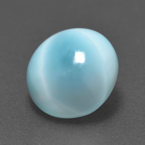 3.35캐럿 천연 밝은 녹색을 띤 파란색 라리마, 라운드 컷, 9.91 mm, 투명한
