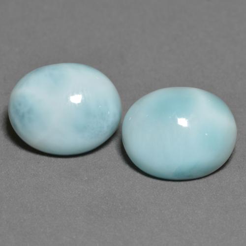 6.86캐럿 천연 밝은 하늘색 라리마 보석, 타원형 컷, 11.2×9.1 mm, 불투명체