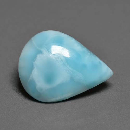 5.88캐럿 천연 밝은 청록색 라리마, 배 모양, 16.1×12.2 mm, 불투명체